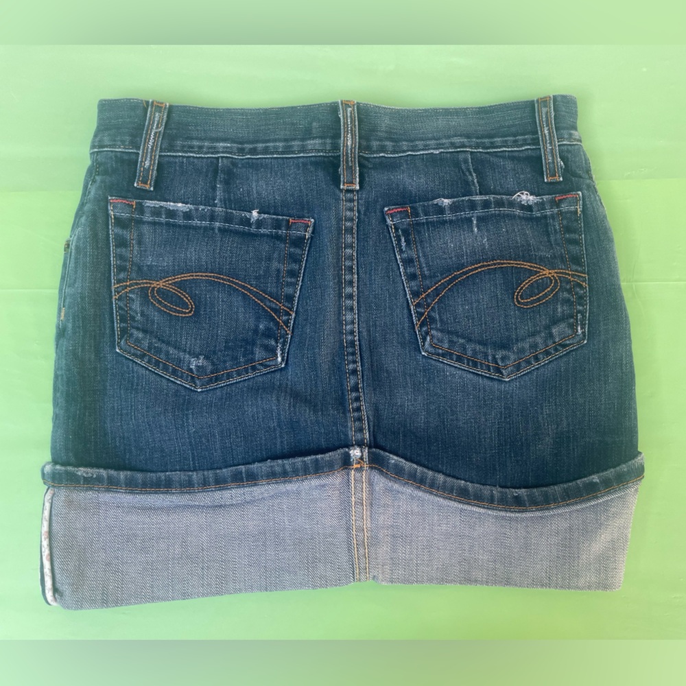 Y2K Arden B. Denim Jeans skirt in Medium Blue with Brown Label and bottom cuff
